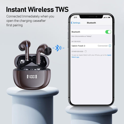 CALCINI Wireless Earbuds, Bluetooth Headphones 5.3 with LED Power Display Charging Case,True Wireless Earphones Deep Bass Stereo Sound TWS Microph...