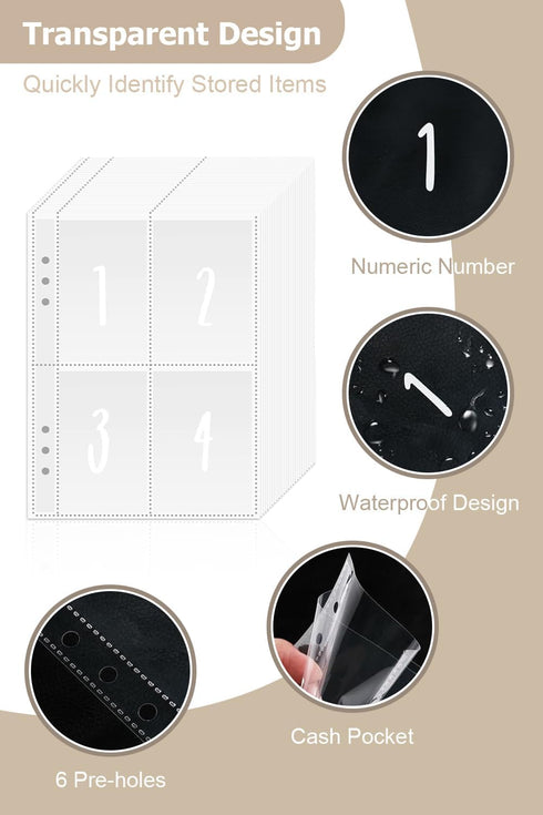 100 Envelopes Money Saving Challenge Budget Binder, 52 Week Money Binder for Cash Saving Budget Book with Pouches White...