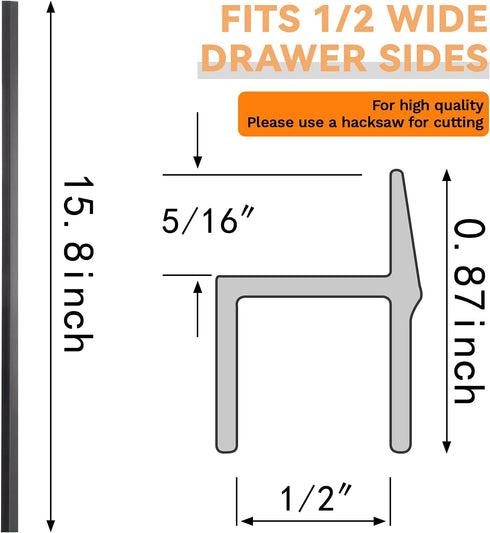 Leinuosen 6 Pcs Drawer File Folders PVC Hanging File Rails Black File Cabinet Rails File Drawer Rails for Drawer Sides Letter Size File Storage Ha...