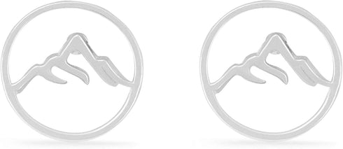 Boma Jewelry Sterling Silver Circle Mountain Peak Stud Earrings...
