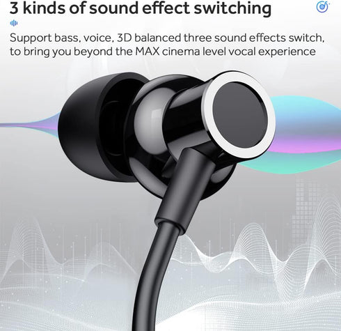 Wireless Waterproof Sports Earphones with 50 Hours of Playback time, Bluetooth Earphones with Microphone, in Ear Noise Reduction, Used for Gym Run...