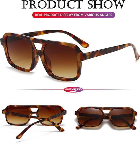 AIEYEZO Retro Square Sunglasses for Women Men Trendy Rectangle Aviator Sun Glasses Vintage 70s Shades...