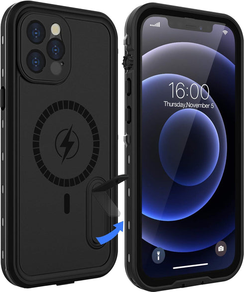 Diverbox Design for iPhone 12 Pro Max Waterproof Case with Kickstand, Durable Shockproof Phone Case Cover with Built in Screen Protector for iPhon...