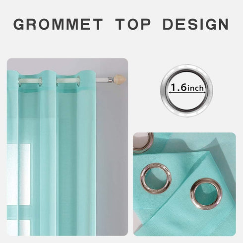 MIULEE 2 Turquoise Semi Sheer Window Curtains Elegant Grommet Top Voile Panels/Drapes/Treatment Aqua Blue Linen Textured for Bedroom Living Room D...