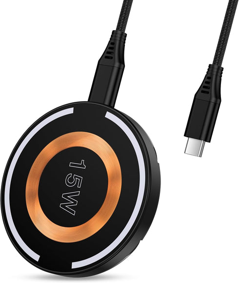 15W Magnetic Wireless Charger Pad for iPhone 15/15 Pro/15 Plus/15 Pro Max/14 13 12,Samsung Galaxy S24 S23 S22 S21 Z Fold 5 Flip 5 Ultra FE, Fast M...