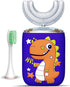 Kids Electric Toothbrush, U Shaped Ultrasonic Automatic Toothbrushes Dinosaur Design with Six Modes Smart Timer Replacement Brush IPX7 Waterproof ...