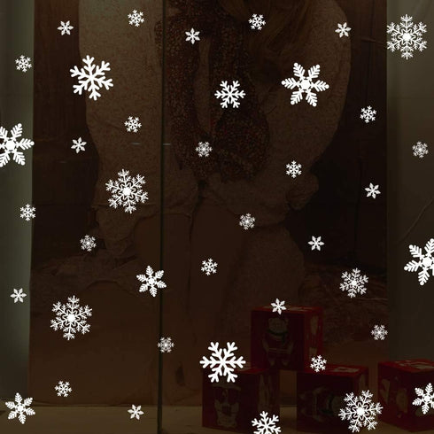 LUDILO 135Pcs Christmas Window Clings Snowflakes Window Decals Static Window Stickers for Christmas Decorations Windows Décor Ornaments Xmas Party...