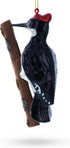 Woodpecker Perched on a Branch Glass Christmas Ornament...