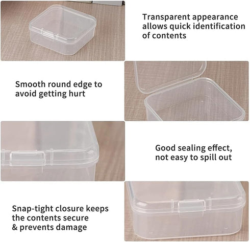 36PCS Clear Plastic Beads Transparent Storage Containers Box Jewelry Hardware Storage Organizer with Lids Square Art Supply Storage Organizer for ...