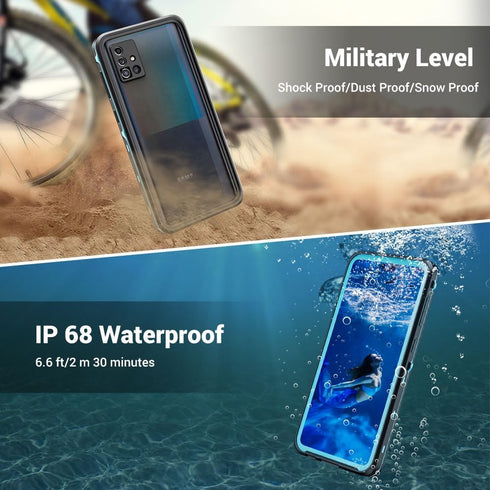IP68 Waterproof Case for Samsung A51 4G, 6.5 in Waterproof Phone Case for Galaxy A51 4G, Fully Body Coverage Dustproof Shockproof with Built-in Sc...