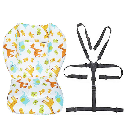 Twoworld Baby High Chair Seat Cushion Liner Mat Pad Cover and High Chair Straps (5 Point Harness) 1 Suit (Animal)...