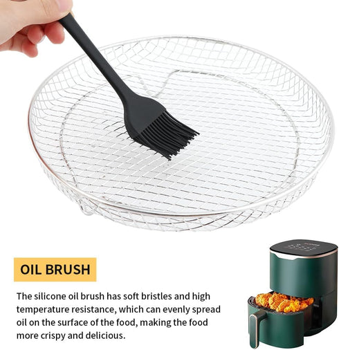 3 Pcs Air Fryer Racks,Air Fryer Three Layer Mesh Set,Heightening Feet Air Fryer Rack,with Oil Brush and Clip Stainless Steel Stack able for Air Fr...