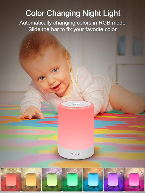 Baby Night Light, Nursery Night Lamp for Breastfeeding, Portable Nightlight for Kids Toddlers Bedroom, Warm & Soft Bedside Lamp, Touch Control, Re...