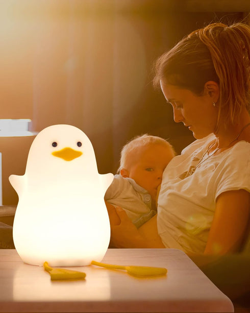 Attivolife Duck Night Light for Kids, Cute Animal Silicone Lamp Touch Control + Dimmable + Timer, USB Rechargeable LED Feeding, Bedside Bedroom De...
