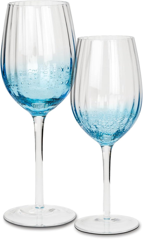 Abbott Collection Optic Bubble Red Wine Glass, Blue...