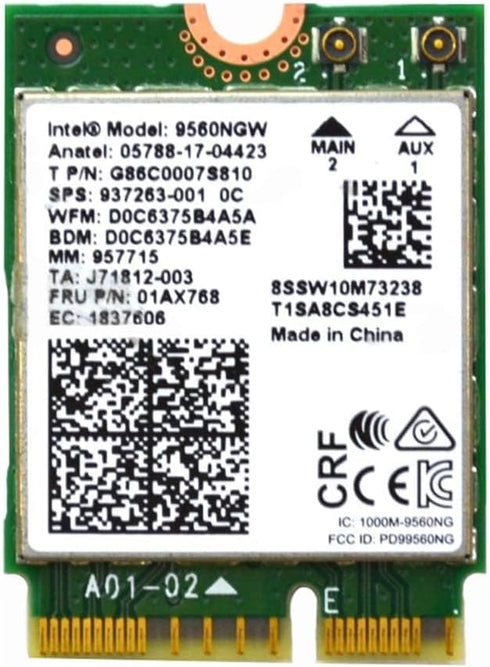 Intel 9560NGW Wireless-AC 9560 802.11AC WLAN PCI-Express Bluetooth 5.1 WiFi Card G86C0007S810......