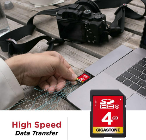 Gigastone 4GB SD Card SDHC Class 4 Memory Card for Photo Video Music Voice File DSLR Camera DSC Camcorder Recorder Playback PC Mac POS, with 1 Min...