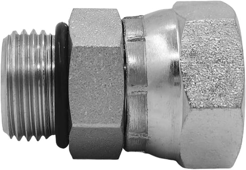 (2-PACK) 6900-06-06-O Hydraulic Adapter Fitting 3/8" Male O-Ring Boss (9/16"-18UNF)×3/8" NPSM Female Pipe Swivel (3/8"-18NPSM) Straight Joints Car...