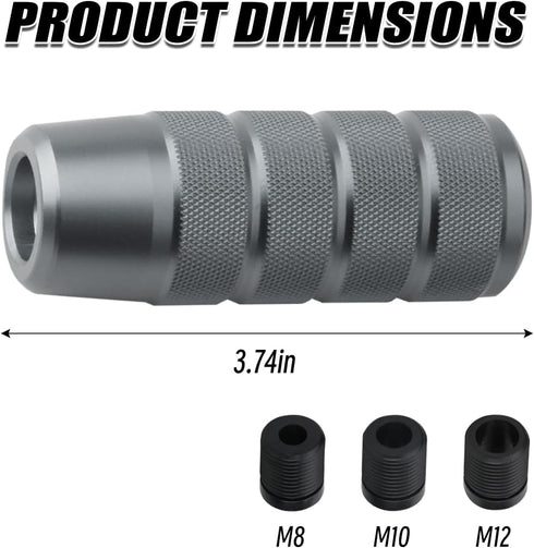 95mm/3.74" Car Shifter Knob, Aluminum Weighted Automotive Gear Shift Manual knobs Lever with 3 Threaded Adapters M8 M10 M12 x 1.25, Universal for ...