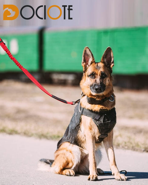 6FT Heavy Duty Dog Leash - Tactical Dog Bungee Leash No Pull Shock Absorption with Car Seat Belt Buckle & Traffic Handle for Safety - Multifunctio...