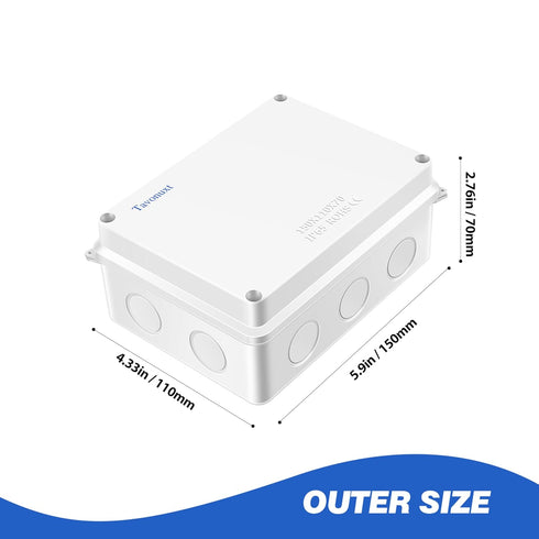 Waterproof Electrical Junction Box (5.9"x4.3"x2.8") with 10 Reserved Holes for Electronics - Sturdy ABS Plastic IP65 Dustproof Project Enclosure -...