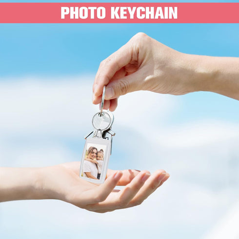 10PCS Acrylic Photo Picture Keychains Blank Photo Keyrings Double Sided Picture Holder With Split Ring Clear Personalised Diy Craft Art Projects P...