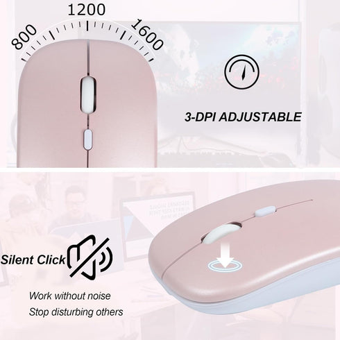 Bluetooth Keyboard and Mouse Combo,Rechargeable keyboard mouse combo,Ultra-Slim Portable Compact Wireless Mouse Keyboard Set for iPad/iPad Pro/iPa...
