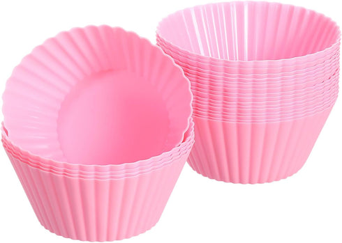 uxcell 18Pcs Silicone Cupcake Liners, Non-Stick Baking Cups, for Cooking Eggs, Baking Muffins and Make a Cake(Pink)...