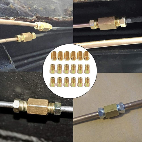1Pc Yellow 24 Threads Brake Line Fittings Assortment Automotive Replacement Brake Fittings Hose, Lines and Fittings for 3/16 Inch Tube (4 Unions, ...
