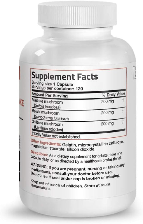 Triple Mushroom Complex - Maitake - Reishi - Shiitake - Powerful Antioxidant and Immune System Booster - Full Spectrum Mushroom Complex - 600 mg C...