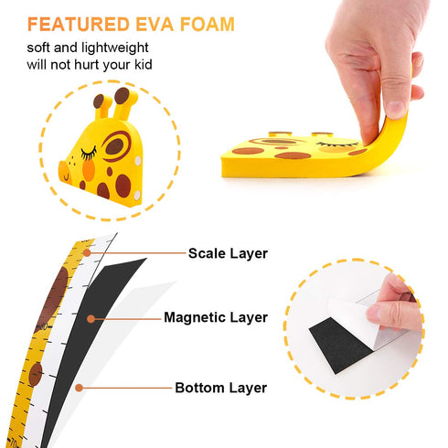 Baby Height Growth Chart Ruler for Kids Room Decor,3D Movable Giraffe Height Ruler Nursery Animal Wall Decals...