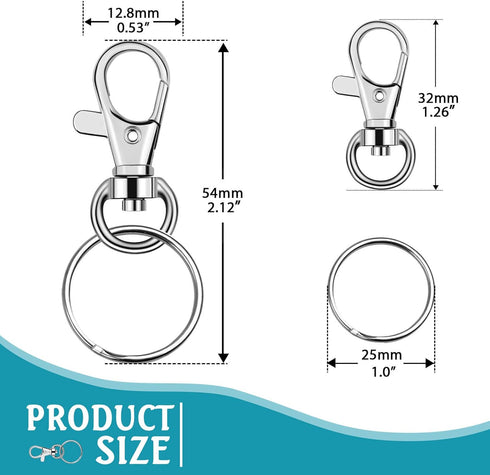 140Pcs Keychain Hooks with Key Rings, Flasoo Keychain Hardware with 70Pcs Swivel Clasps Lanyard Snap Hook and 70Pcs Keychain Rings for DIY Crafts,...
