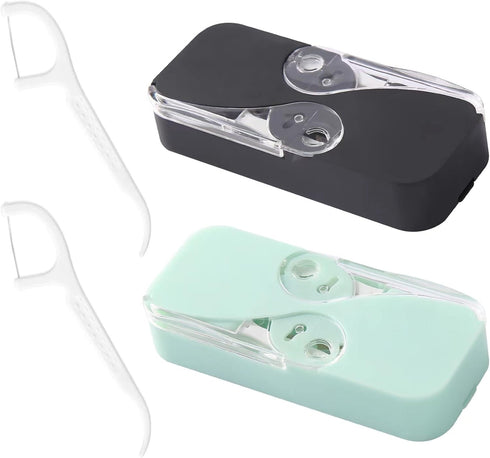 Dental Floss Portable Case Dental Floss Dispenser Automatic Dental Floss Picks Cases for Teeth Cleaning,Specialized Floss (Black+Green)...