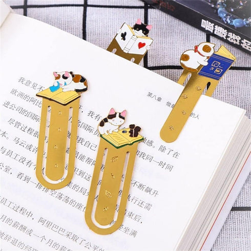 Black Cute Metal Bookmark, Cat Bookmark Reading Japanese Paper Clip Animals Kittens Book Mark Student Gift Bookmarks Office and School Supplies...