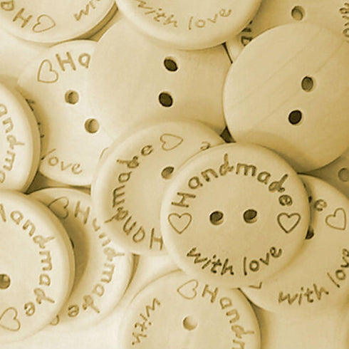 Akak Store 50 Piece Per Pack 25mm 2 Holes with Love Hearts Wood Buttons Sewing Scrapbooking Round Handmade Buttons DIY Decor Craft...