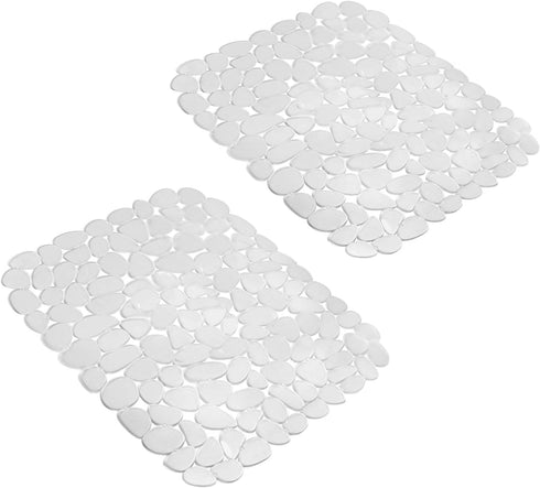 Sink Mat, 2Pcs Adjustable PVC Clear Pebble Sink Protector for Stainless Steel or Porcelain Sink, Dish Drying Mat for Bathroom Kitchen Sink Counter...