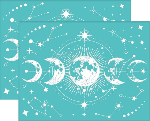 OLYCRAFT 2pcs 11x8.6 Inch Self-Adhesive Silk Screen Printing Stencil Moon Phase Pattern Mesh Transfers Cutting Stencils Reusable Washable Stencils...