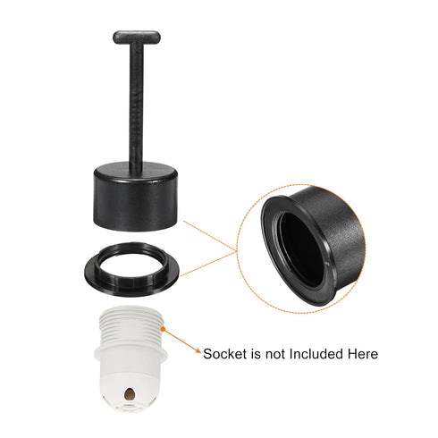 MECCANIXITY E26/E27 Socket Ring Removal Tool T Type with Lamp Shade Socket Rings for Medium Base, Light Replacing Accessories, Black Pack of 5...