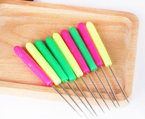 TorSor 10 Pack Scratch Awl Sewing Pricker Plastic Handle Grip Straight Tip Pin DIY Needle Punching Hole Repair Hand Craft Stitcher for Tailor Fabr...