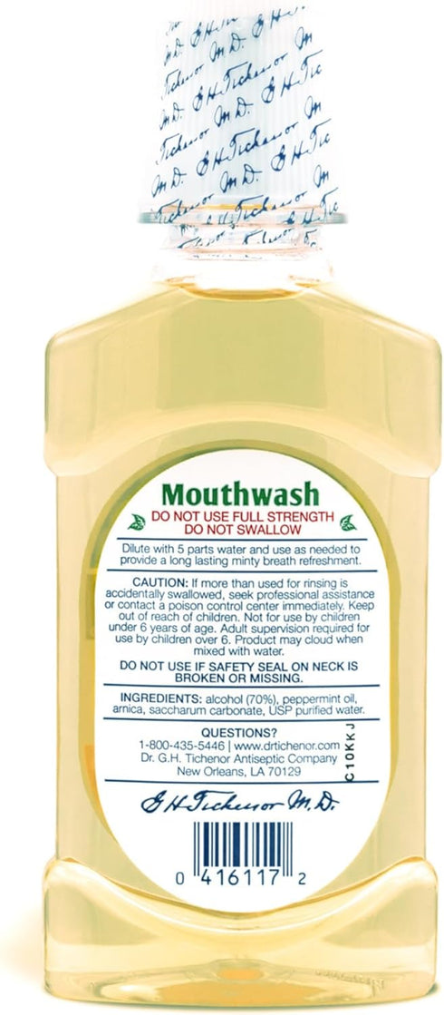 Dr. Tichenor's Peppermint Mouthwash Concentrate - Oral Rinse for Bad Breath and Oral Health with a Minty Punch for Soothing Relief of Minor Sore T...