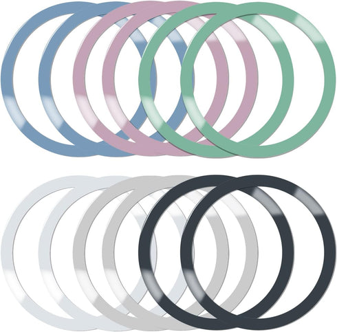 12 Pieces Magnetic Wireless Charger Universal Metal Rings with Sticker, 6 Colors, Ultra Thin Metal Rings Compatible with MagSafe Wireless Charger ...