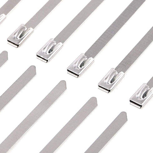 Swpeet 50Pcs 5.9 Inch Stainless Steel Exhaust Strap Wrap Coated Locking Cable Zip Ties Perfect for Automotive Parts, Home Repair, Computer Repair...