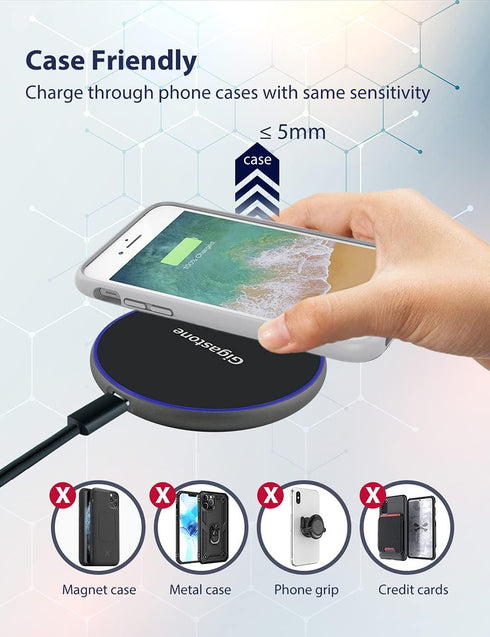 Gigastone 2 Pack Wireless Charger, 15W Max Qi-Certified Fast Wireless Charging Pad, Compatible with iPhone 15/14/13/12/11/X/8 Series, Samsung Gala...