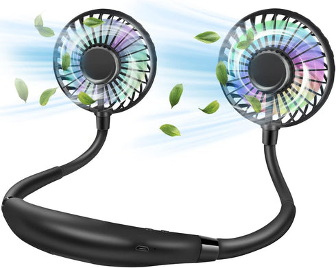 Neck Fan, Hand Free Portable Neck Fans For Women, Kids, and Men, 3 Speed Adjustable Hanging Around Necklace Fan, Rechargeable Battery Operated Wea...