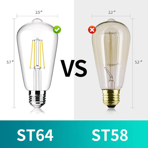 ST64 Edison LED Bulb 6W Equivalent 60W High Brightness Daylight White 4000K 700 Lumens E26 Base 85+ CRI Non-Dimmable Clear Glass 6 Packs...