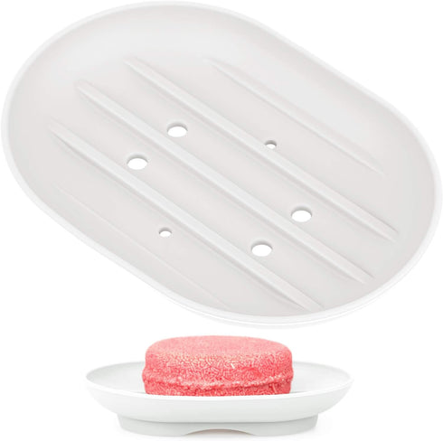 Anwenk Soap Dish, Bathroom Soap Dishes Soap Holder Soap Tray with Holes to Drain Water- Oval Shape Soap Dish for Shower Bathroom Kitchen Counter T...