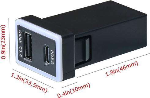 QC3.0 +PD3.0 USB Power Socket, 60W Output, Type C & Quick Charge 3.0 Car Charger USB Adapter for Smart Phone PDA iPad iPhone Android GPS Use for T...