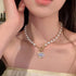 Pearl Heart Necklace Choker - Coquette Necklace Jewelry for Women Adjustable Gold Plated Faux Pearl Necklaces Trendy Gifts Daily Fashion...