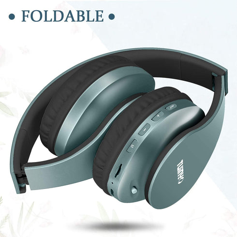 TUINYO Wireless Headphones Over Ear, Bluetooth Headphones with Microphone, Foldable Stereo Wireless Headset- Silver Blue...