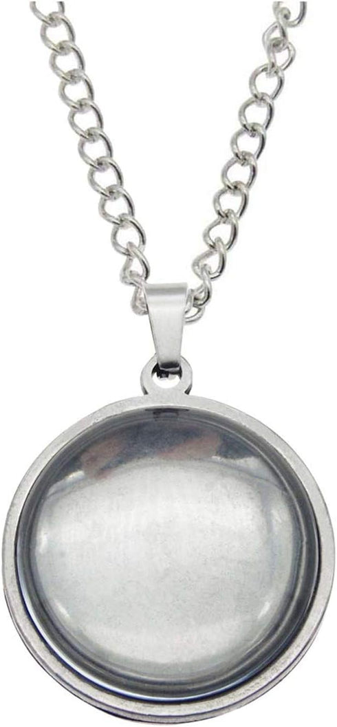 Julie Wang 10 Sets Stainless Steel Bezel Tray Pendant with Glass Cabochons and Chain for Resin Photo Jewelry Necklace Making Round 30x30mm...